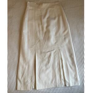 VTG Naturelle George Georgiou Minimalist Silk Ivory Pencil Midi Skirt Medium
